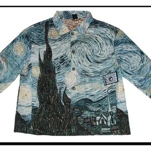 "SUPER MASSIVE" Van Gogh Starry Night Tapestry Jacquard Button Jacket Men's NWT